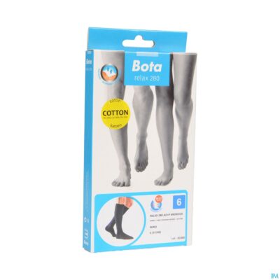 Bota relax 280 katoen korte kous zwart n6