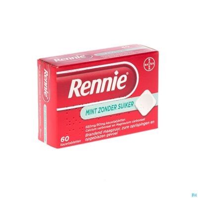 Rennie mint z/suiker zuigtabl 60-2