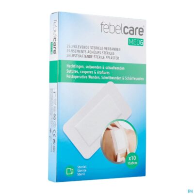 Febelcare med6 zelfkl.steriele verband.15x9cm 10st