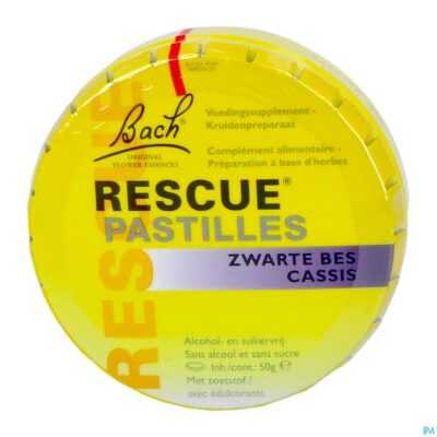 Bach rescue pastilles zwarte bes suikervrij 50g