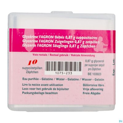 Glycerine suppo bb 10 fag