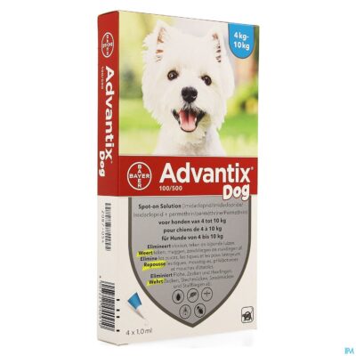 Advantix 100/ 500 honden 4<10kg fl 4x1,0ml