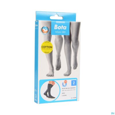 Bota relax 280 katoen korte kous zwart n2