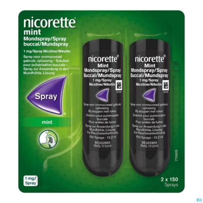 Nicorette mint 1mg mondspray z/suiker 2x150