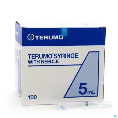 Terumo spuit+naald 21g 1 1/2 tb 5ml groen 100
