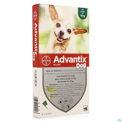Advantix 40/ 200 honden < 4kg fl 4x0,4ml