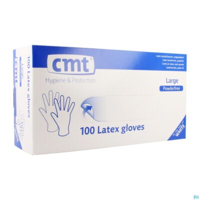 Cmt handschoenen latex wit pf l 100
