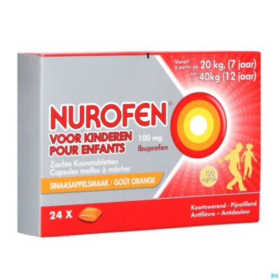 Nurofen kind 100mg zachte kauwcaps 24
