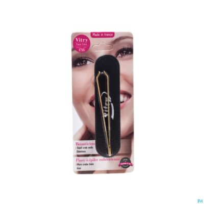 Epileerpincet krab schuin inox verguld