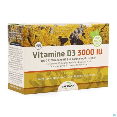 Vitamine d3 3000iu + k2 plantaardig caps 60