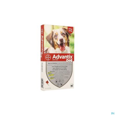 Advantix 250/1250 honden 10<25kg fl 4x2,5ml