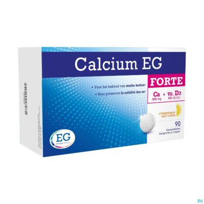 Calcium eg forte 1000mg/800ie citroen kauwtabl 90