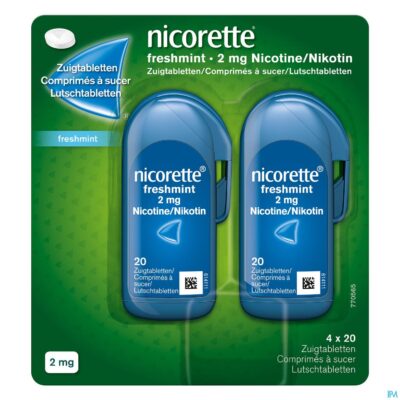 Nicorette freshmint zuigtabletten z/suiker 80x2mg