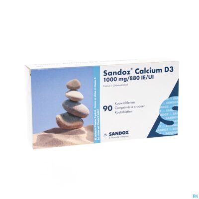 Sandoz calcium d3 kauwtabletten 90x1000 mg/880ie-3