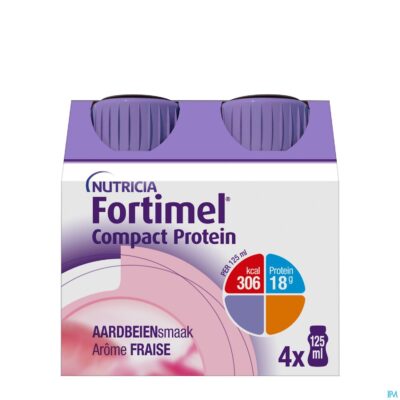 Fortimel compact protein aardbei flesjes 4x125 ml