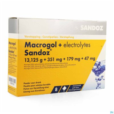 Macrogol + electr sandoz pdr ciroensmaak zakje 8-2