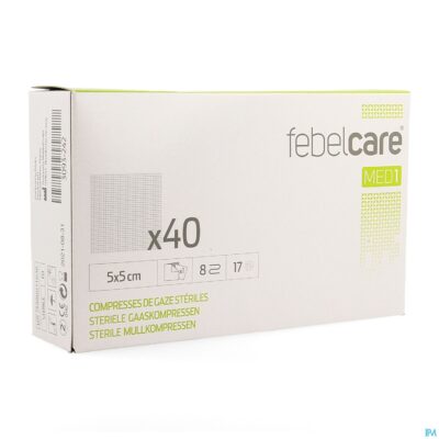 Febelcare med1 steriele gaaskompres 5,0x5,0cm 40x1-2