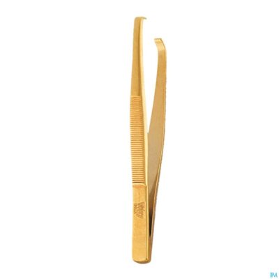 Epileerpincet krab schuin inox verguld-2