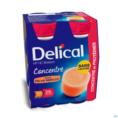 Delical hp hc drank geconc. perzik abrik. 4x200ml