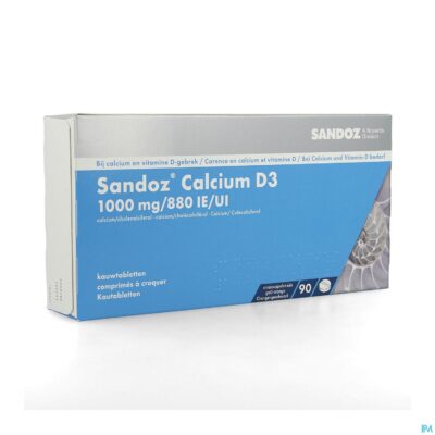 Sandoz calcium d3 kauwtabletten 90x1000 mg/880ie