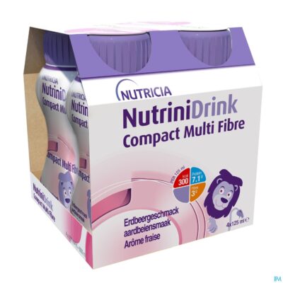 Nutrinidrink compact multi fibre aardbei 4x125ml