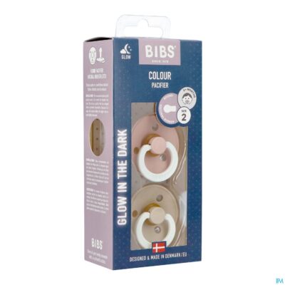 Bibs 2 fopspeen duo glow in dark vanilla/blush