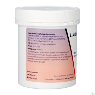 L-methionine +b6 caps 100x500mg deba