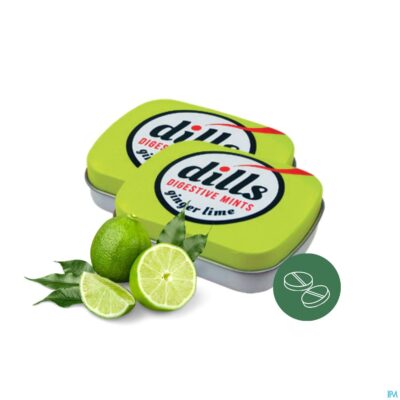 Dills ginger & lime mints z/suiker 15g-2