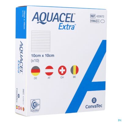 Aquacel extra verb hydrofiber+versterk. 10x10cm 10