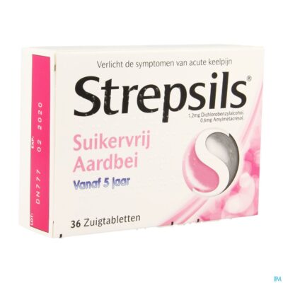 Strepsils suikervrij aardbeien past 36