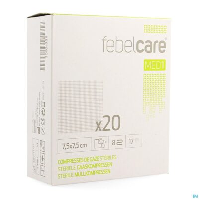 Febelcare med1 steriele gaaskompres 7,5x7,5cm 20x1