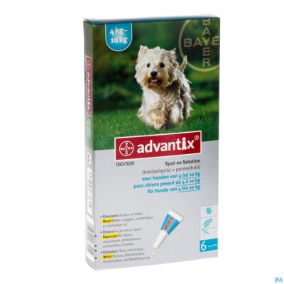 Advantix 100/ 500 honden 4<10kg fl 6x1,0ml-2