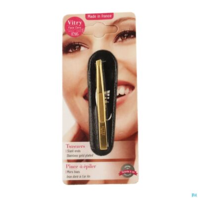 Epileerpincet schuin inox verguld
