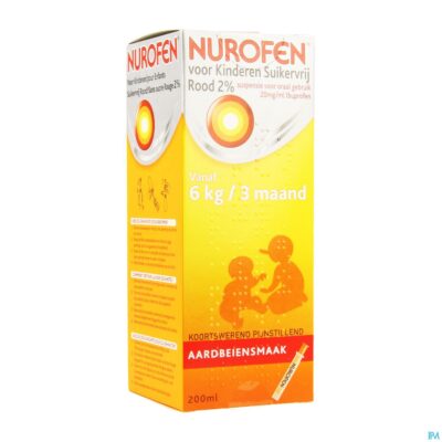 Nurofen kind suikervrij aardbei 2 % 200ml-2