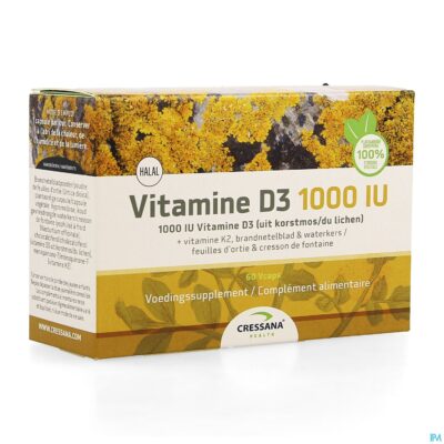Vitamine d3 1000iu + k2 plantaardig caps 60