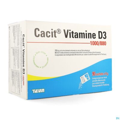 Cacit vit. d3 1000mg/880ie bruisgranul. zakje 90