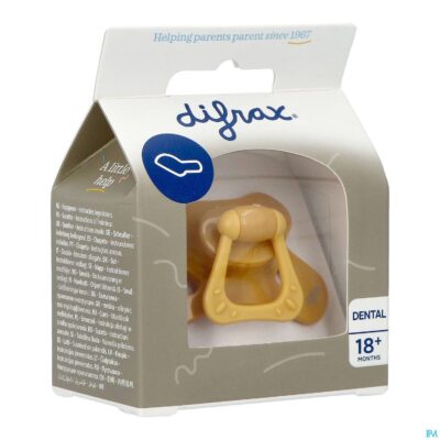 Difrax fopspeen dental 18m+ uni/pure geel/honey