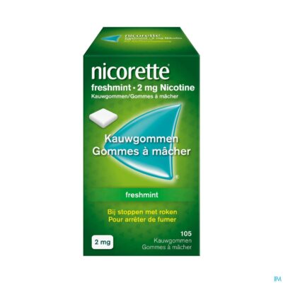 Nicorette freshmint kauwgom suikervrij 105x2mg