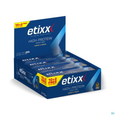 Etixx high protein bar cookie & cream 12x55g