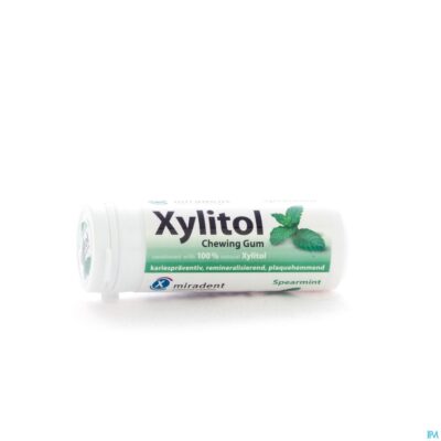 Miradent kauwgom xylitol groene munt z/suiker 30-3
