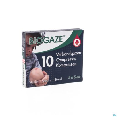 Biogaze 10 verbandgazen 5 x 5 cm-2