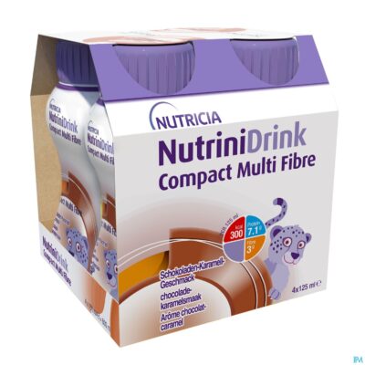Nutrinidrink compact mult fibre chocosmaak 4x125ml