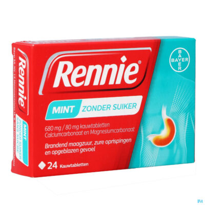 Rennie mint z/suiker kauwtabletten 24