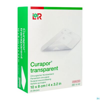 Curapor transparant steriel 10cmx 8cm 25 13102