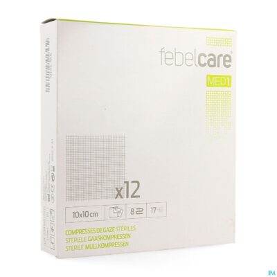 Febelcare med1 steriele gaaskompres 10x10,0cm 12x1-2