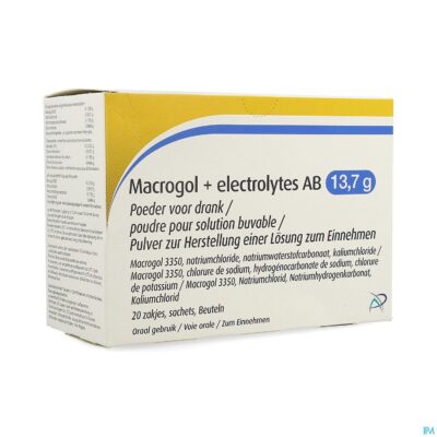 Macrogol+electrolytes ab 13,7g pdr opl zakje 20