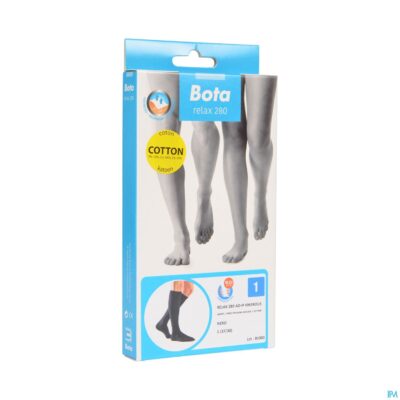 Bota relax 280 katoen korte kous zwart n1