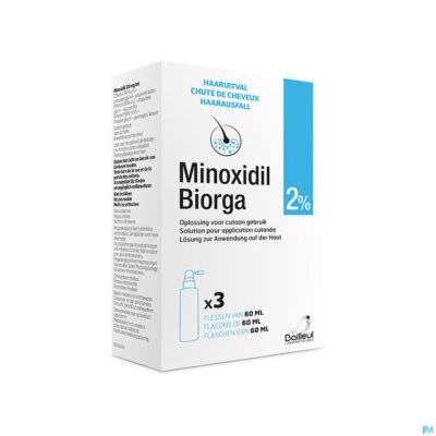 Minoxidil biorga 2% opl cutaan koffer fl 3x60ml