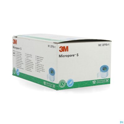 Micropore s 3m hechtpleister 2,5x500cm 12