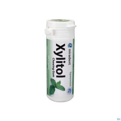Miradent kauwgom xylitol groene munt z/suiker 30